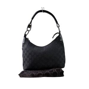 Gucci GG Canvas Leather Black Shoulder Bag